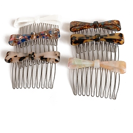 Ацетат целлюлозы (смола) аксессуары для волос, бантом, с металлическими гребнями для волос для женщин и девочек