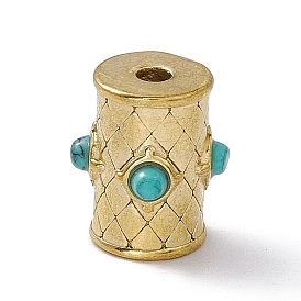 Синтетические бирюзовые бусины, с 304 фурнитурой из нержавеющей стали, колонка с ромбами рисунком