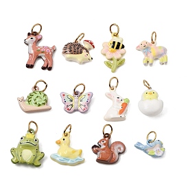 Bedruckte 304 Edelstahlanhänger, tierische Reize, golden
