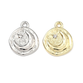 Подвески из сплава и страза, плоский круглый с подвесками в виде лунных звезд, стойки покрытие, без кадмия, без никеля и без свинца