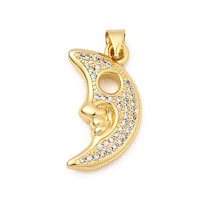 Латунные микро проложить кубического циркония подвески, Луна прелести, без свинца и без кадмия, долговечный, стойки покрытие