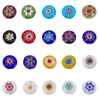 100 шт. плоские круглые стеклянные бусины миллефиори ручной работы