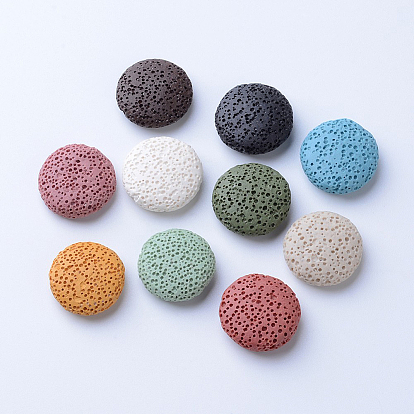 Невощеные бусины из натуральной лавы, для парфюмерных шариков эфирного масла, ароматерапевтические бусы, нет отверстий / незавершенного, окрашенные, плоско-круглые