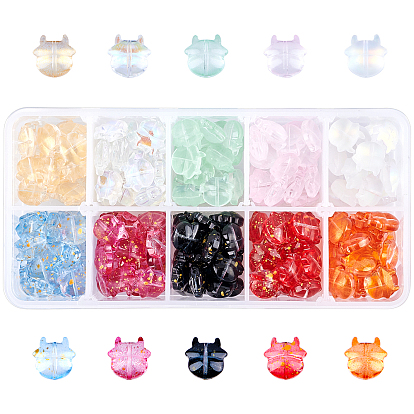 CHGCRAFT Transparent Baking Paint Glass Beads, Cow Shape