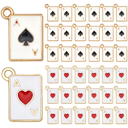 60 шт 2 стили подвески из сплава эмали, игральная карта