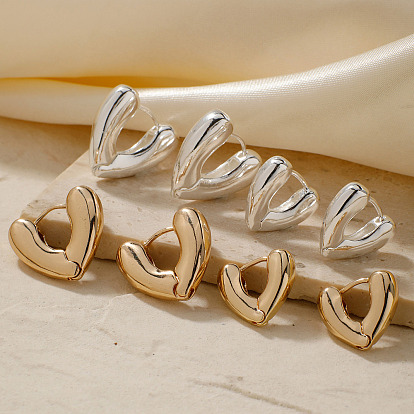 Элегантные серьги-кольца в форме сердца, с гладкой поверхностью, модный и универсальный