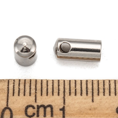 304 Stainless Steel Cord Ends, Tube, 8x4mm, Hole: 2mm