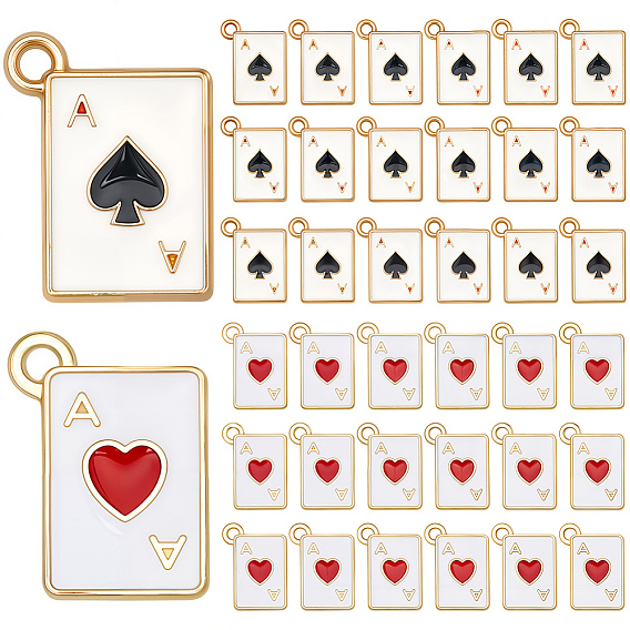 60 шт 2 стили подвески из сплава эмали, игральная карта