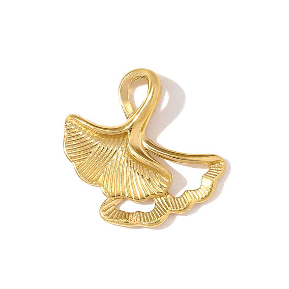 304 подвески из нержавеющей стали, подвески из листьев гинкго, ионное покрытие (ip), зеркальная полировка