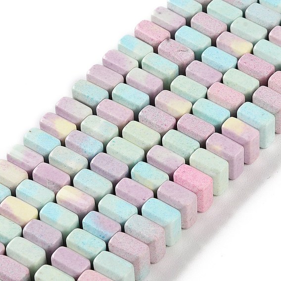 Natural Rainbow Alashan Agate Beads Strands, Dyed, Rectangle