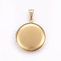Ion Plating(IP) 304 Stainless Steel Locket Pendants, Flat Round