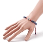Crystal Rhinestone Link Bracelet, Resin Evil Eye Braided Adjustable Bracelet for Women