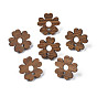 Walnut Wood Stud Earring Findings, with 316 Stainless Steel Pin and Hole, Flower