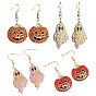 Серьги с подвесками из сплава эмали на Хэллоуин, со стразами, золотые