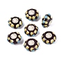 Handmade Lampwork & Brass Core European Beads, Enamel Large Hole Beads, Bumpy Dotted Rondelle, Silver
