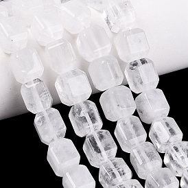 Natural Quartz Crystal Beads Strands, Rock Crystal, Cuboid