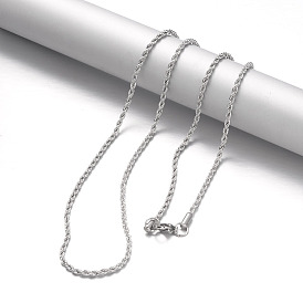 304 Stainless Steel Rope Chain Necklaces, with Lobster Claw Clasps