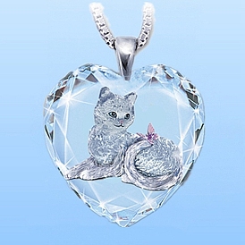 Alloy Pendant Necklaces, Heart with Cat