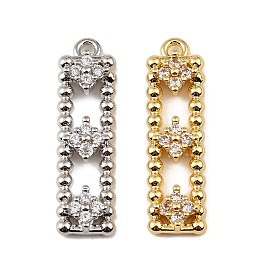 Messing micro pave klare zirkonia anhänger, Rechteckige Anhänger mit Rautenmuster, Gestell, langlebig überzogen, cadmiumfrei und bleifrei