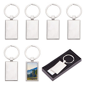 Alloy Blank Keychain, with Iron Findings, for Heat Transfer Blank Materials, Rectangle