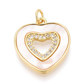 Латунные микропаве прозрачные подвески с фианитом, без кадмия и без свинца, с оболочкой, сердце, с целью перехода в кольце