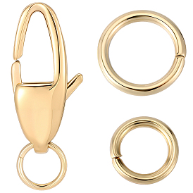 6шт 304 застежки-карабины из нержавеющей стали, ионное покрытие (ip), лошадиный глаз , 12шт 2 стили 304 открытые соединительные кольца из нержавеющей стали