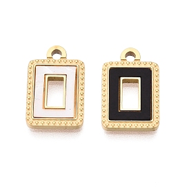 304 нержавеющей стальной эмали подвески, прямоугольник амулеты, ионное покрытие (ip), долговечный, золотые