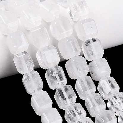 Natural Quartz Crystal Beads Strands, Rock Crystal, Cuboid