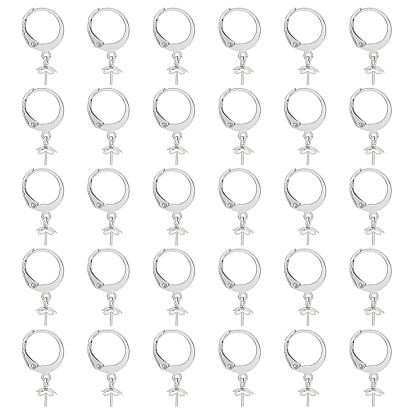 30Pcs 314 Stainless Steel Leverback Earring Findings, with Cup Peg Bails, For Half Drilled Beads
