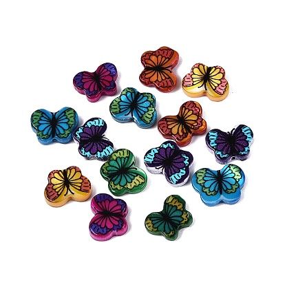 Printed Natural Freshwater Shell Beads, Butterfly