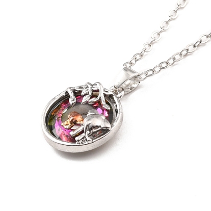 Collar con colgante de donut de elefante para mujer, Platino