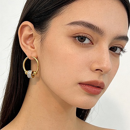 304 из нержавеющей стали горный хрусталь серьги обруча, колонка