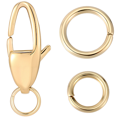 6шт 304 застежки-карабины из нержавеющей стали, ионное покрытие (ip), лошадиный глаз , 12шт 2 стили 304 открытые соединительные кольца из нержавеющей стали