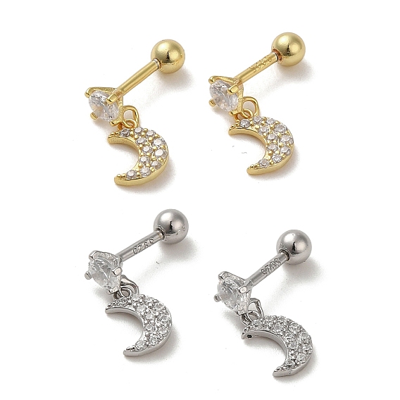 925 женские серьги из стерлингового серебра с микропаве из циркония, хрящевые серьги, луна