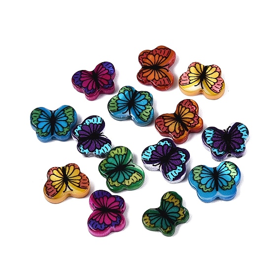 Perles de coquillage d'eau douce naturelles imprimées, papillon