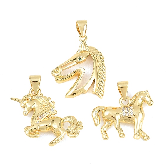 Латунные микро проложить кубического циркония подвески, лошадь очарование, прозрачные