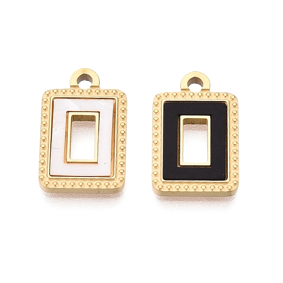 304 нержавеющей стальной эмали подвески, прямоугольник амулеты, ионное покрытие (ip), долговечный, золотые