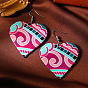 Boucles d'oreilles pendantes en acrylique imprimé pour femmes, cœur