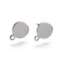 304 Stainless Steel Stud Earring Findings, with Loop and Flat Plate, Flat Round