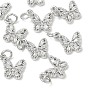 SHEGRACE Brass Pave Clear Cubic Zirconia Pendants, Butterfly Charms, Cadmium Free & Nickel Free & Lead Free, Long-Lasting Plated