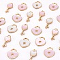80Pcs 4 Style Alloy Enamel Charms, Heart Lock & Key, Pink and White