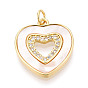 Латунные микропаве прозрачные подвески с фианитом, без кадмия и без свинца, с оболочкой, сердце, с целью перехода в кольце