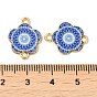 Printed Alloy Enamel Connector Charms, Flower Links, Light Gold