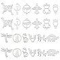 24Pcs 12 Style 201 Stainless Steel Links Connectors, Dragonfly & Owl & Butterfly & Eagle & Cat & Elephant & Bear & Dog & Wolf & Deer