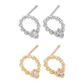 Серьги-гвоздики из циркония, кольцо