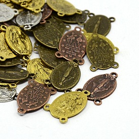 Ovale de style tibétain avec des parties du centre de chapelet sainte vierge liens de lustre, 23x14.5x3mm, trou: 1 mm, environ 100 pcs / 200 g