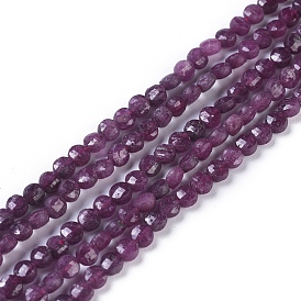 Natural Ruby & Sapphire Beads Strands, Faceted, Flat Round