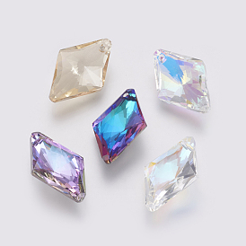 K9 Glass Rhinestone Pendants, Imitation Austrian Crystal, Faceted, Rhombus