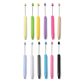 Plastic Ball-Point Pen, Stainless Steel Beadable Pen, for DIY Personalized Pen