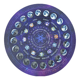 Round Eco-friendly Rubber Pendulum Altar Mats, Starry Sky Rubber Pad for Divination, Metatron's Cube Tablecloth, Tarot Card Cloth